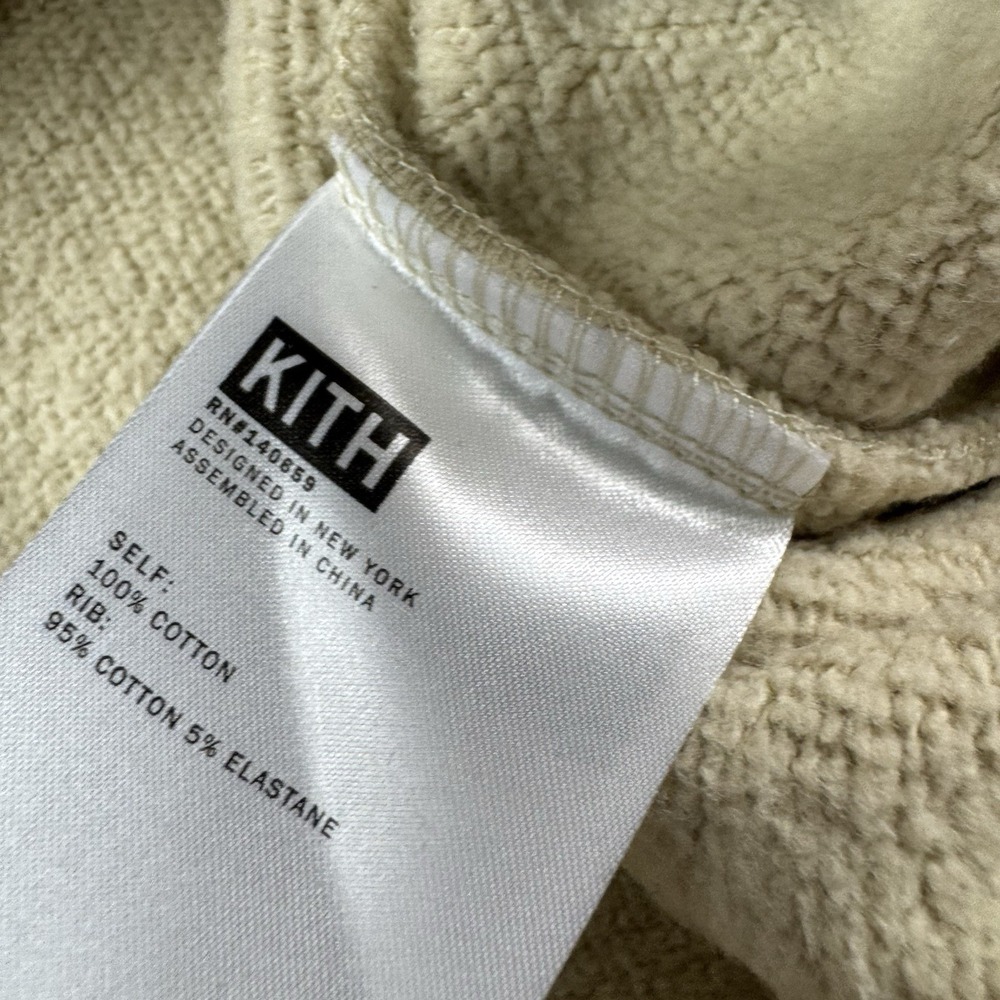 KITH Tan Textured Fleece Embroidered Logo Crewneck Sweater Mens Large - Picture 5 of 6